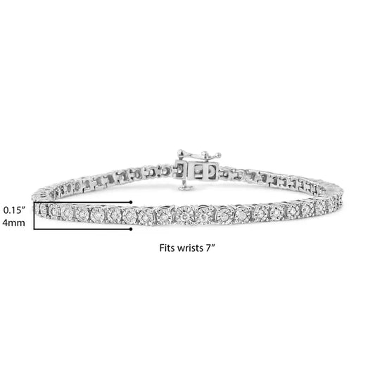 Sterling Silver 1.0 Ct Diamond 7" Tennis Bracelet (I-J, I3)