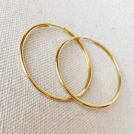 18k Gold Filled Hollowed Endless Continuous Hoop Earrings 40