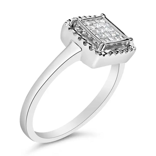 Aurora Promise Ring – Sterling Silver with Princess Cut Diamonds