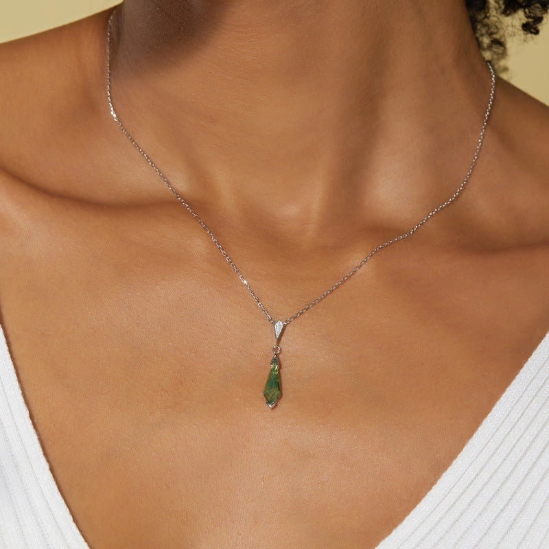 Nature Moss Agate Pendant Necklace