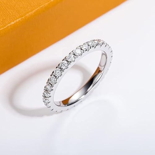 Moissanite Eternity Wedding Band Ring in 925 Sterling Silver