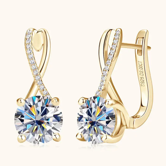Moissanite Mobius Latch Back Earrings in 925 Sterling Silver