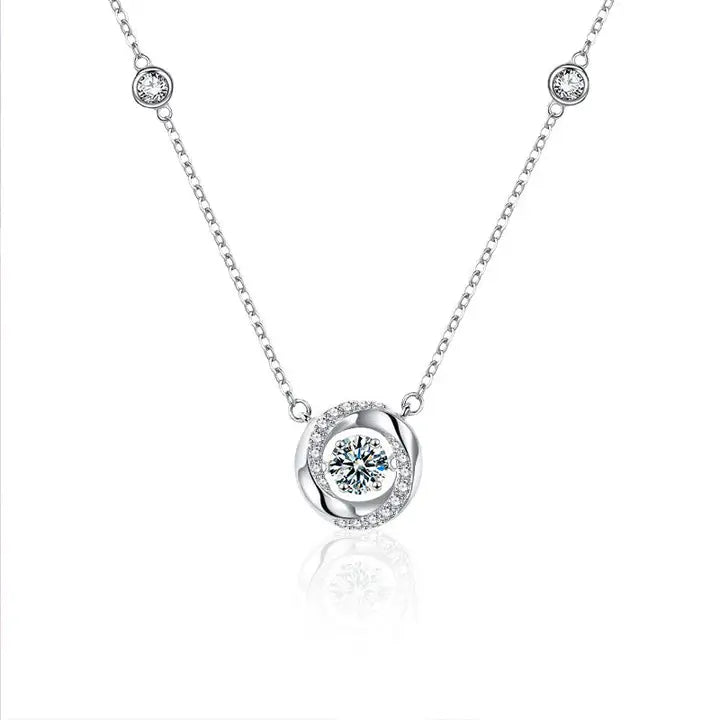 Moissanite Dancing Stone Necklace in 925 Sterling Silver