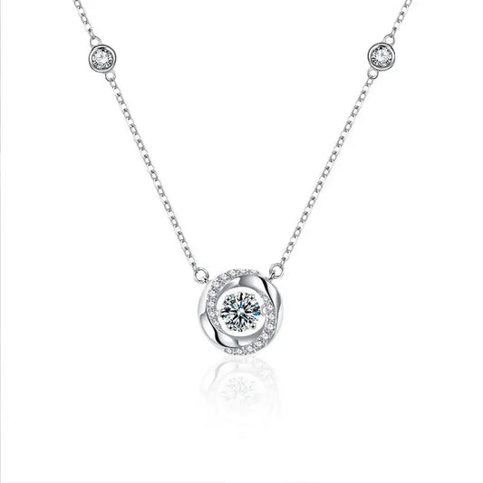 Moissanite Dancing Stone Necklace in 925 Sterling Silver