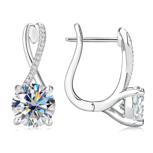 Moissanite Mobius Latch Back Earrings in 925 Sterling Silver