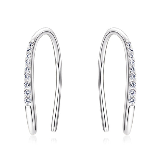 Moissanite U Shape Half Hoop Earrings in 925 Sterling Silver