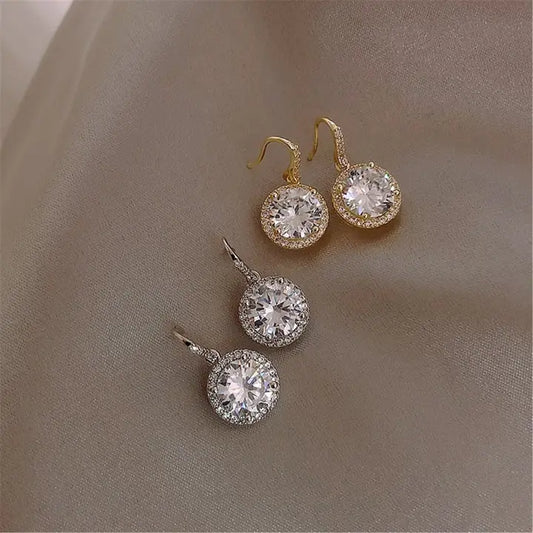 Halo Setting Stone Dangle Drop Earrings in Solid Copper