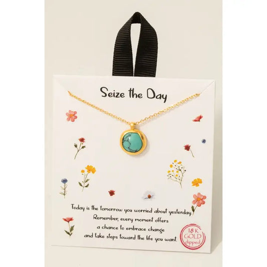 Aurora Disc Necklace – Gold Dipped Stone Pendant