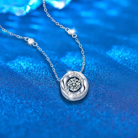 Moissanite Dancing Stone Necklace in 925 Sterling Silver