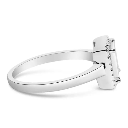 Aurora Promise Ring – Sterling Silver with Princess Cut Diamonds