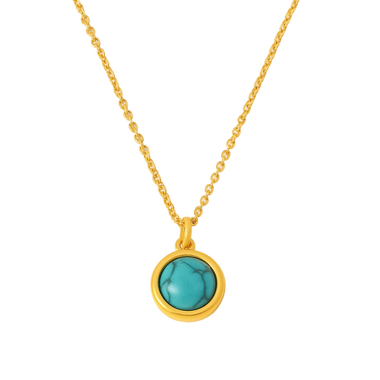 Aurora Disc Necklace – Gold Dipped Stone Pendant