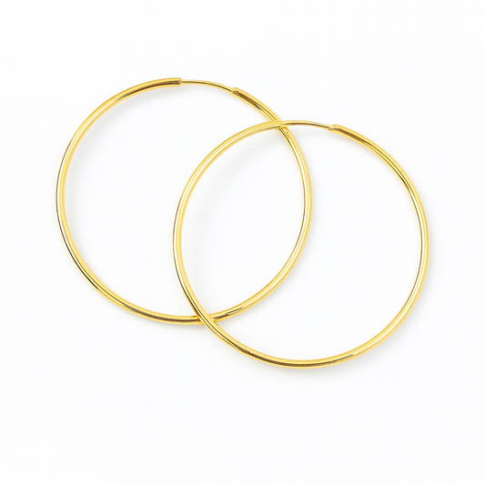 18k Gold Filled Hollowed Endless Continuous Hoop Earrings 40