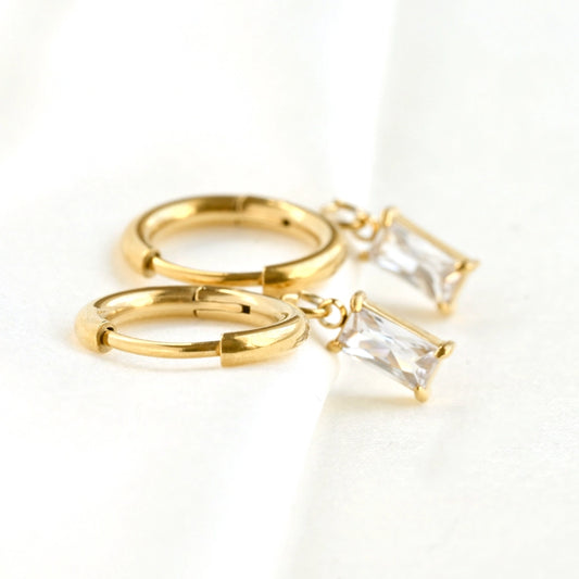 Waterproof Diamond Hoops - Diamond Charm Hoop Earrings