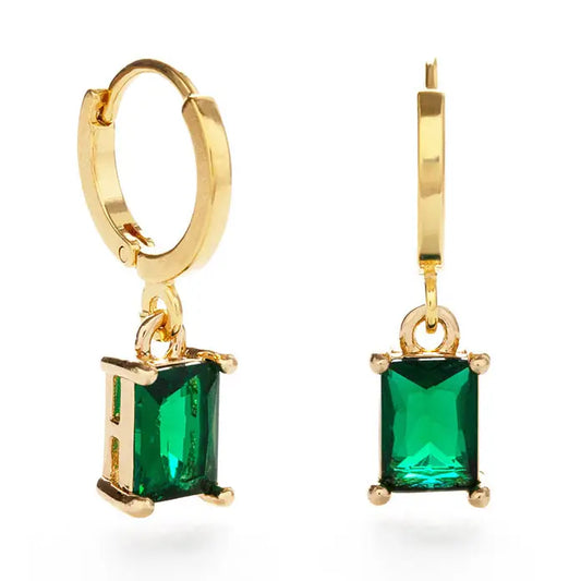 Emerald Green Huggie Hoop Earrings