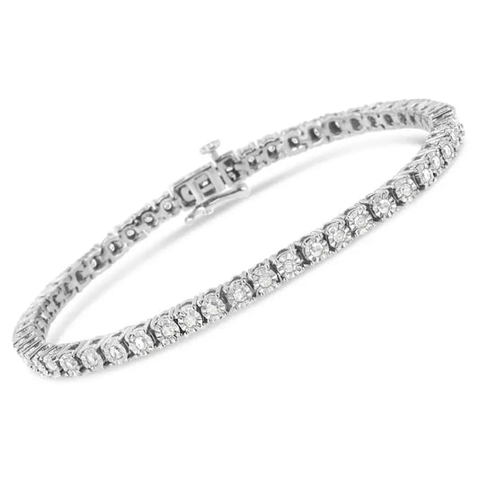 Sterling Silver 1.0 Ct Diamond 7" Tennis Bracelet (I-J, I3)