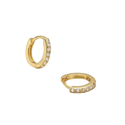 E172 Paved Dainty Huggie Hoop Earrings