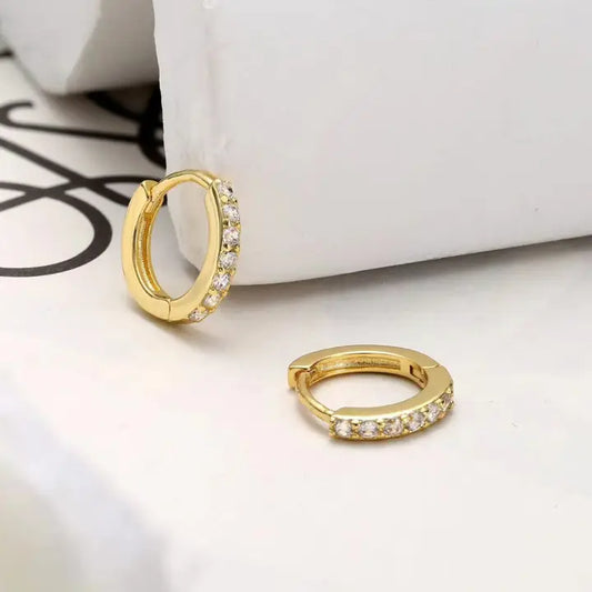 E172 Paved Dainty Huggie Hoop Earrings