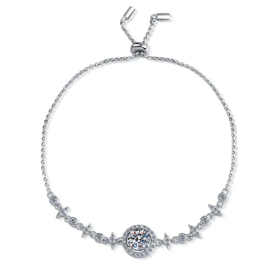 Moissanite Charm Wedding Bracelet in 925 Sterling Silver