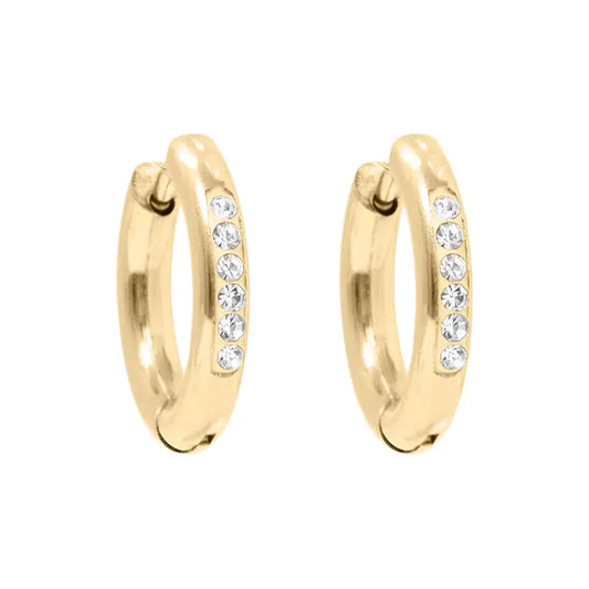 18K Gold PVD Stainless Steel CZ Huggie Hoop Earrings