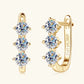Three Stone Moissanite Hoop Earrings in 925 Sterling Silver