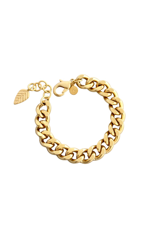 18k Matte Gold Curb Chain Bracelet