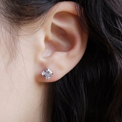 Asscher Cut Moissanite Earrings