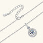 Moissanite Halo Circle Charm Necklace in 925 Sterling Silver
