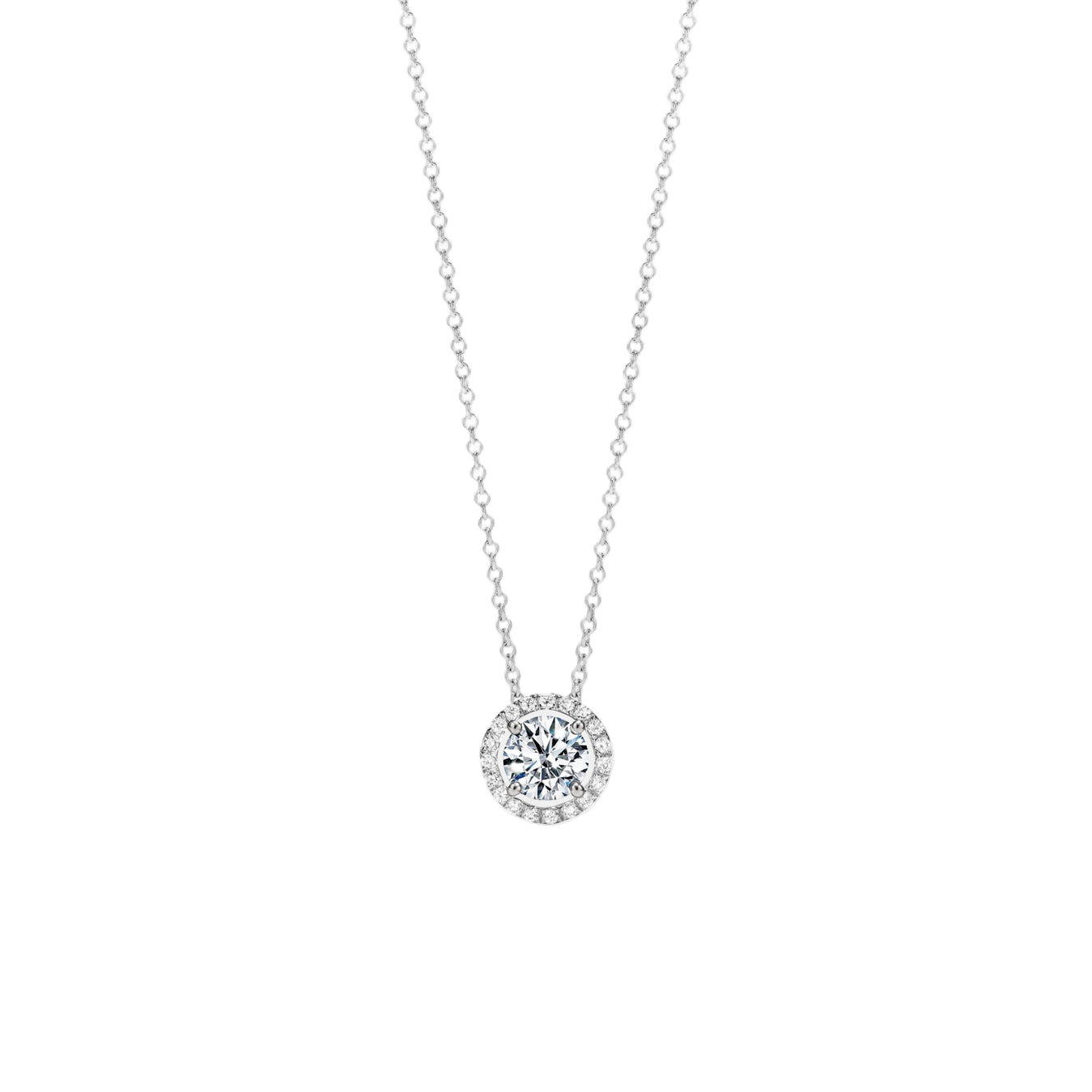 Four-Prong Moissanite Halo Necklace
