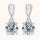 Moissanite Mobius Latch Back Earrings in 925 Sterling Silver
