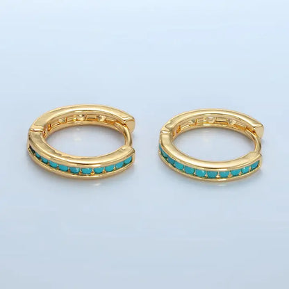 24K Gold Filled Turquoise Huggie Earrings