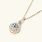Moissanite Halo Circle Charm Necklace in 925 Sterling Silver