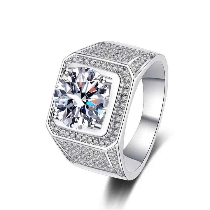 Pave Moissanite Men's Wedding Ring