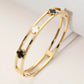 Stainless Steel Quatrefoil Split Hinged Bangle Bracelet