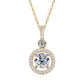 Moissanite Halo Circle Charm Necklace in 925 Sterling Silver