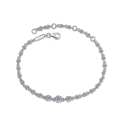 Round Moissanite Bezel Chain Bracelet