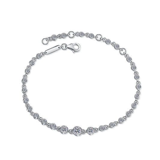 Round Moissanite Bezel Chain Bracelet