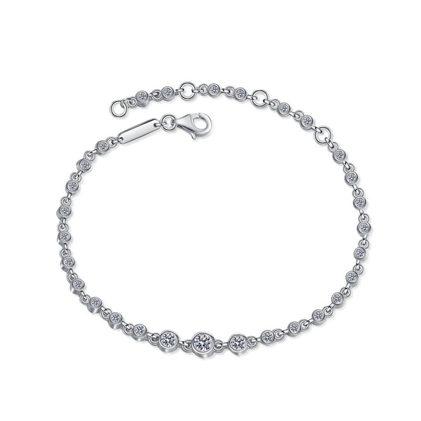 Round Moissanite Bezel Chain Bracelet