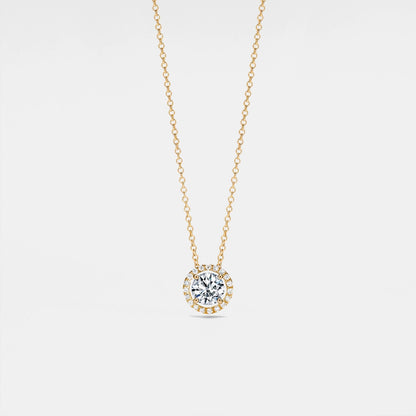 Four-Prong Moissanite Halo Necklace