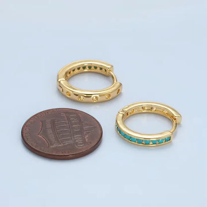 24K Gold Filled Turquoise Huggie Earrings