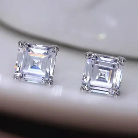 Asscher Cut Moissanite Earrings
