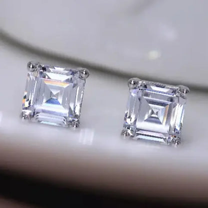 Asscher Cut Moissanite Earrings