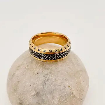 Men's Retro Viking Rune Celtic Knot Titanium Steel Ring