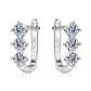 Three Stone Moissanite Hoop Earrings in 925 Sterling Silver