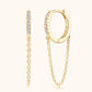 Moissanite Chain Drop Hoop Earrings in 925 Sterling Silver