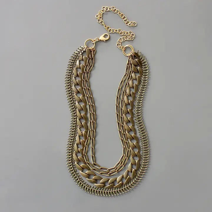 Multi Strand Brass Ox Chain Necklace