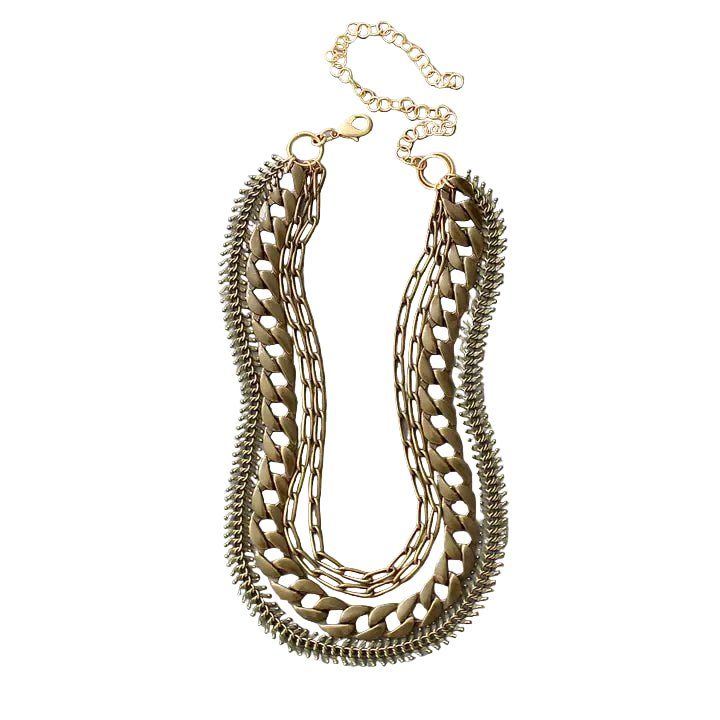 Multi Strand Brass Ox Chain Necklace