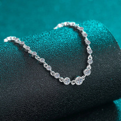 Round Moissanite Bezel Chain Bracelet