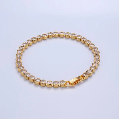 24K Gold Filled Round Bezel 7inch Tennis Bracelet