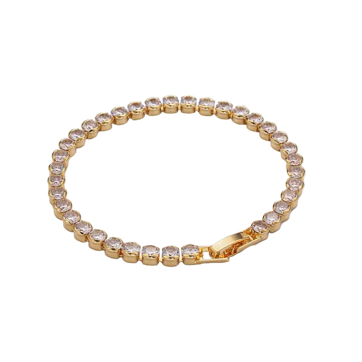 24K Gold Filled Round Bezel 7inch Tennis Bracelet