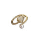 Opal Tulip Flower Pearl Stacking Bypass Ring in Solid Copper